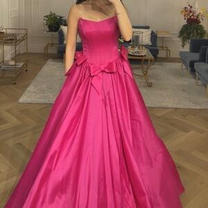 Elegant Pink Strapless Evening Gown